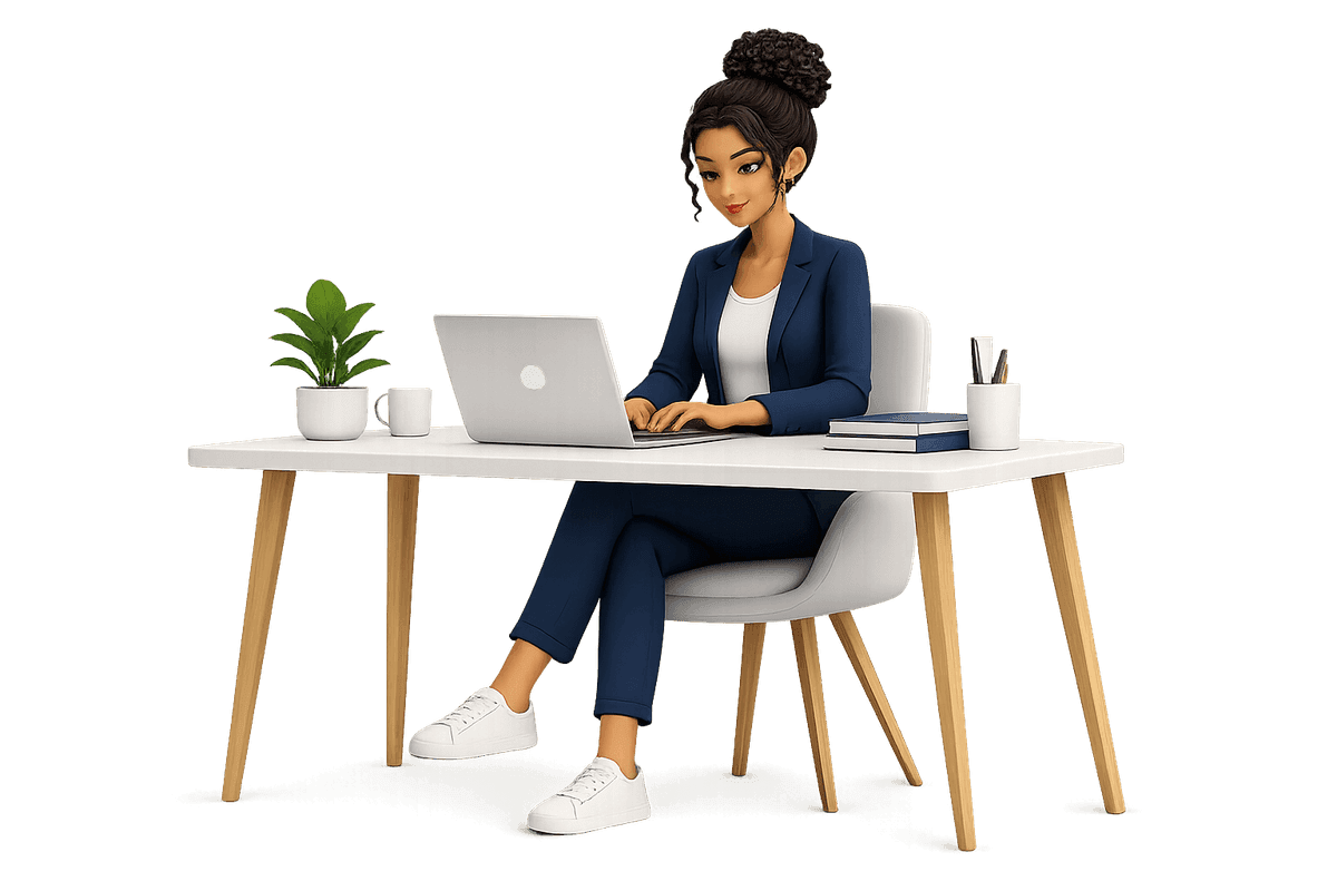 Conseillère Ayiinex au travail sur un ordinateur portable